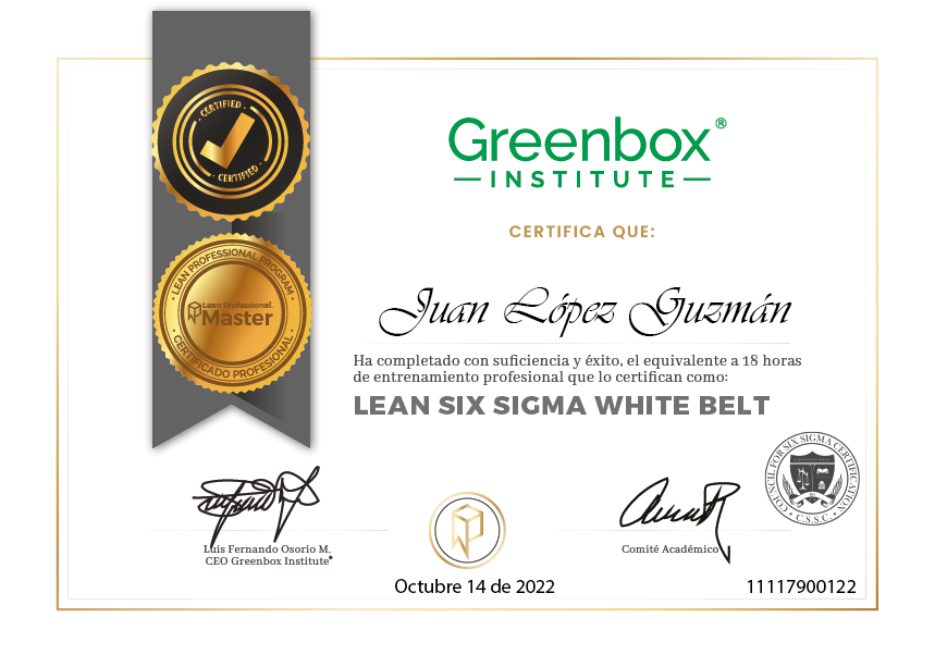 Certificado Lean Six Sigma White Belt